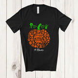 MacnyStore - Personalized Custom Name School Bus Driver Tools Pumpkin Shape; Lovely Thanksgiving Halloween T-Shirt