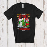 MacnyStore - Personalized Custom Name I Want Coffees For Christmas; Cheerful Santa Coffee Lover; Family T-Shirt