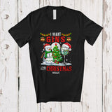 MacnyStore - Personalized Custom Name I Want Gins For Christmas; Cheerful Santa Drinking Drunker T-Shirt