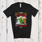 MacnyStore - Personalized Custom Name I Want Pizzas For Christmas; Cheerful Santa Food Lover T-Shirt