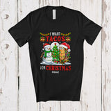 MacnyStore - Personalized Custom Name I Want Tacos For Christmas; Cheerful Santa Mexican Food Lover T-Shirt
