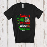 MacnyStore - Personalized Custom Name Nice Naughty Blood Sugar Low; Merry Christmas Diabetes Santa T-Shirt