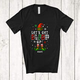 MacnyStore - Personalized Custom Name Let's Get Elfed Up; Awesome Christmas Lights Plaid Elf Cosplay; Family T-Shirt
