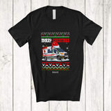 MacnyStore - Personalized Custom Name Merry Christmas; Humorous Christmas Sweater Santa Ambulance Lover T-Shirt