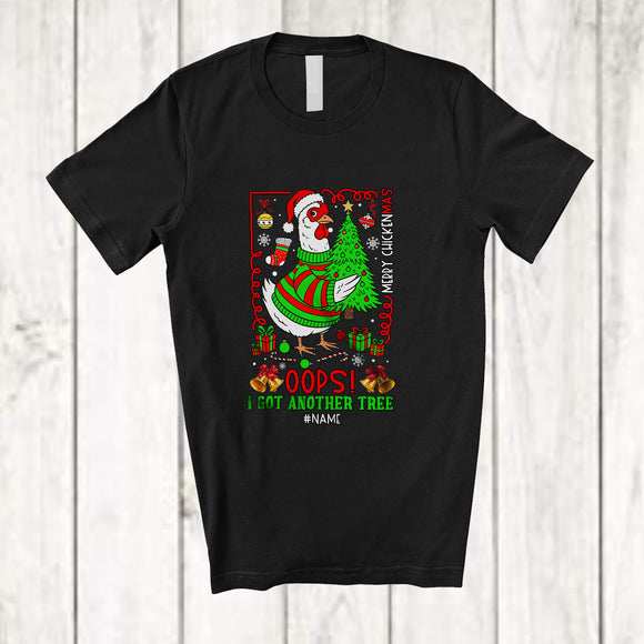 MacnyStore - Personalized Custom Name Oops I Got Another Tree; Fantastic Christmas Tree Santa Chicken Farmer T-Shirt