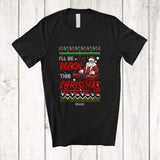 MacnyStore - Personalized Custom Name Rockin This Christmas; Amusing Sweater Santa Playing DJ Player T-Shirt