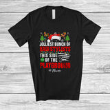MacnyStore - Personalized Custom Name Jolliest Bunch Of Hair Stylists; Proud Christmas Santa Reindeer T-Shirt