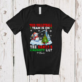 MacnyStore - Personalized Custom Name Volleyball Team On Santa's Naughty List; Joyful Christmas Snowman Player T-Shirt