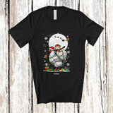 MacnyStore - Personalized Dabbing Snowman Riding Chicken; Amusing Christmas Lights Custom Name Farmer T-Shirt
