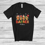 MacnyStore - Personalized Custom Name Barber; Joyful Christmas Four Santa Gingerbread Barber; Baking Baker T-Shirt