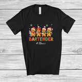 MacnyStore - Personalized Custom Name Bartender; Joyful Christmas Four Santa Gingerbread; Baking Baker T-Shirt