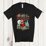 MacnyStore - Personalized Custom Name Merry Christmas ASL Sign Language; Lovely Plaid Golden Retriever T-Shirt