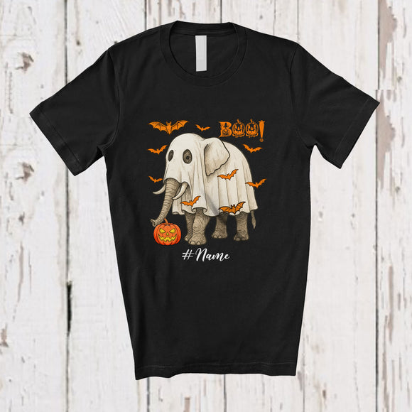 MacnyStore - Personalized Custom Name Elephant Boo Ghost Cosplay; Horror Halloween Wild Animal Lover T-Shirt