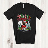 MacnyStore - Personalized Custom Name Merry Christmas ASL Sign Language; Lovely Plaid Santa Pug T-Shirt