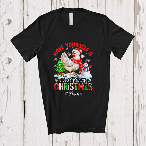 MacnyStore - Personalized Custom Name Have Yourself Clucking Christmas; Joyful Santa Chicken; Farmer T-Shirt