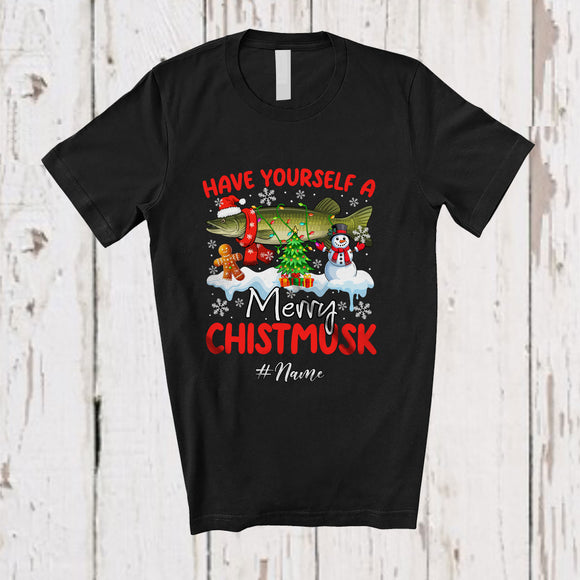 MacnyStore - Personalized Custom Name Have Yourself Merry Chistmusk; Joyful Christmas Muskellunge; Fishing T-Shirt