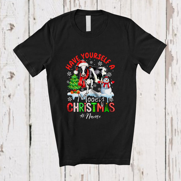 MacnyStore - Personalized Custom Name Have Yourself Mooey Christmas; Joyful X-mas Santa Cow; Farmer T-Shirt