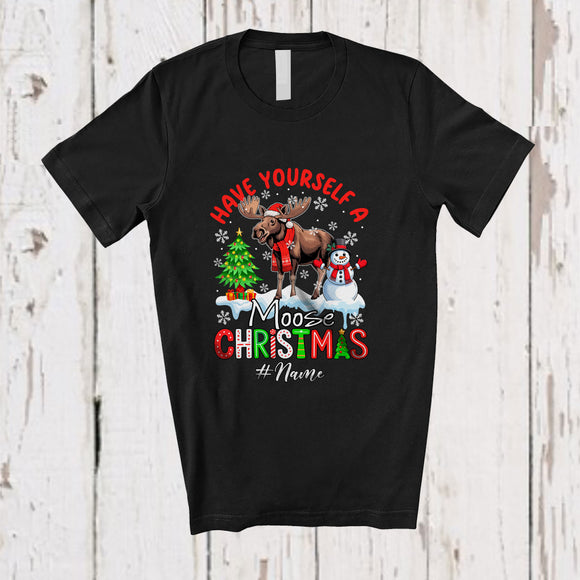 MacnyStore - Personalized Custom Name Have Yourself Moose Christmas; Joyful X-mas Santa Moose; Farmer T-Shirt