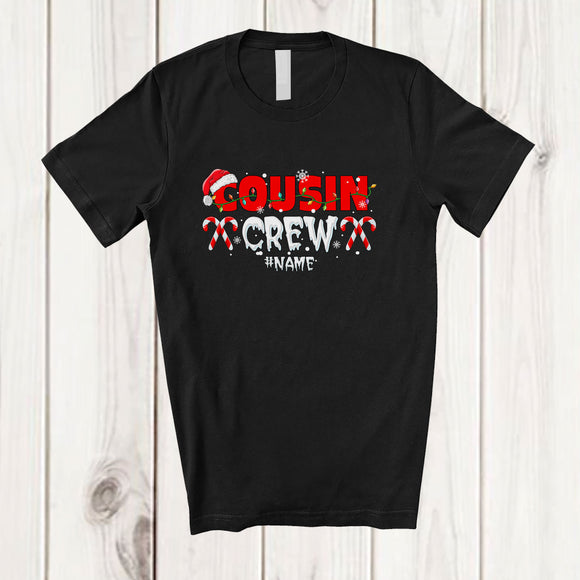 MacnyStore - Personalized Custom Name Cousin Crew; Awesome Christmas Lights Tree Snowing; Pajamas Family T-Shirt