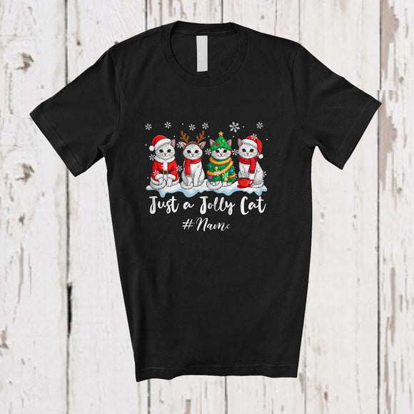 MacnyStore - Personalized Custom Name Just A Jolly Cat; Awesome Christmas Four Cat Owner; Family T-Shirt