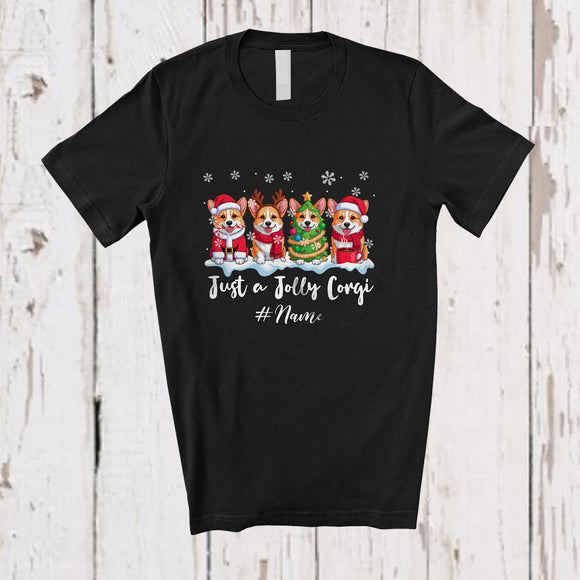 MacnyStore - Personalized Custom Name Just A Jolly Corgi; Awesome Christmas Four Corgi Owner; Family T-Shirt