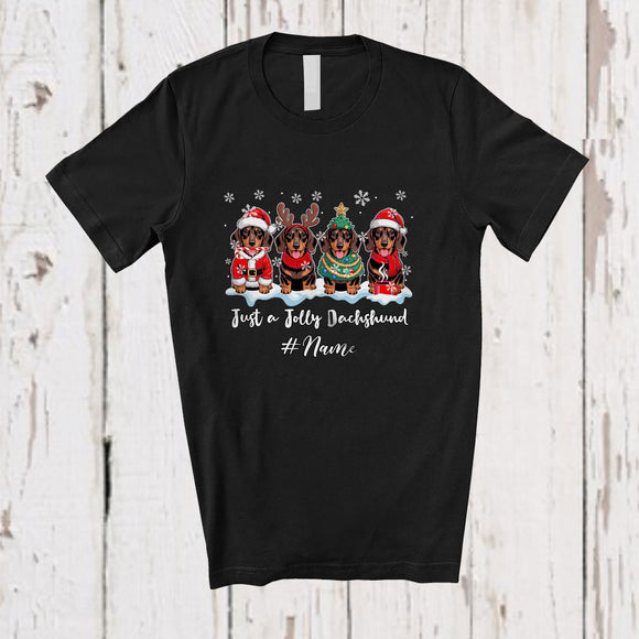 MacnyStore - Personalized Custom Name A Jolly Dachshund; Awesome Christmas Four Dachshund Owner; Family T-Shirt