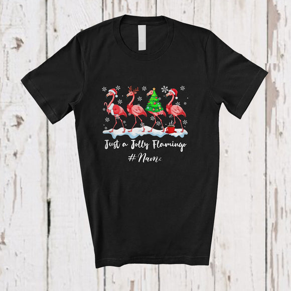 MacnyStore - Personalized Custom Name A Jolly Flamingo; Awesome Christmas Four Flamingo Lover; Family T-Shirt