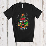 MacnyStore - Personalized Custom Name Mele Kalikimaka; Amusing Christmas Tropical Hawaiian Santa Flamingo T-Shirt