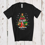 MacnyStore - Personalized Custom Name Mele Kalikimaka; Amusing Christmas Tropical Hawaiian Santa Surfing T-Shirt