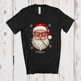 MacnyStore - Personalized Custom Name Bruh Santa Face Sunglasses; Humorous Christmas Snowing Family Group T-Shirt