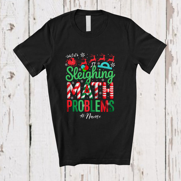 MacnyStore - Personalized Custom Name Sleighing Math Problems; Joyful Christmas Sleigh Student Teacher T-Shirt