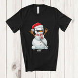 MacnyStore - Personalized Custom Name Rock Sign Language Snowman; Amusing Christmas Rock Music Lover T-Shirt