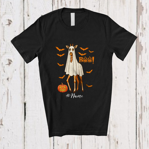 MacnyStore - Personalized Custom Name Giraffe Boo Ghost Cosplay; Horror Halloween Wild Animal Lover T-Shirt