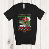 MacnyStore - Personalized Custom Name Santa Riding Bass Fish; Amusing Christmas Sweater Tree Sea Animal T-Shirt