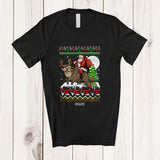 MacnyStore - Personalized Custom Name Santa Riding Otter; Amusing Christmas Sweater Tree Sea Animal T-Shirt