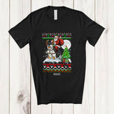 MacnyStore - Personalized Custom Name Santa Riding Penguin; Amusing Christmas Sweater Tree Sea Animal T-Shirt