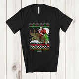 MacnyStore - Personalized Custom Name Santa Riding Turtle; Amusing Christmas Sweater Tree Sea Animal T-Shirt