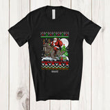 MacnyStore - Personalized Custom Name Santa Riding Walrus; Amusing Christmas Sweater Tree Sea Animal T-Shirt