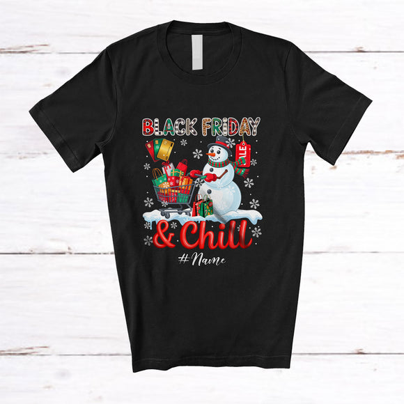 MacnyStore - Personalized Custom Name Black Friday And Chill; Lovely Christmas Shopping Santa Snowman T-Shirt