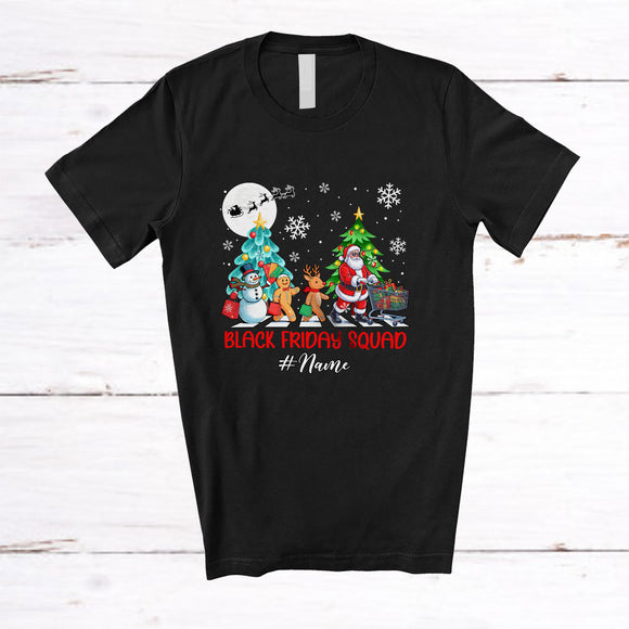 MacnyStore - Personalized Custom Name Black Friday Shopping Squad; Joyful Christmas Snowman Santa Reindeer T-Shirt