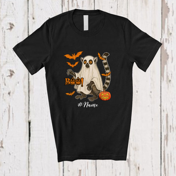 MacnyStore - Personalized Custom Name Lemur Boo Ghost Cosplay; Horror Halloween Wild Animal Lover T-Shirt