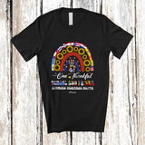 MacnyStore - Personalized Custom Name Thankful School Bus Driver; Proud Hispanic Heritage Rainbow Sunflower T-Shirt