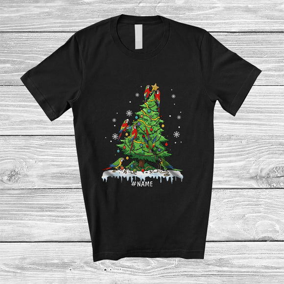 MacnyStore - Personalized Custom Name Parrot Damage Christmas Tree; Humorous X-mas Lights Animal T-Shirt