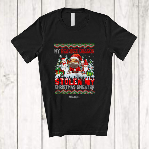 MacnyStore - Personalized Custom Name Bearded Dragon Stolen My Christmas Sweater; Lovely Santa Gnome T-Shirt