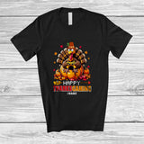 MacnyStore - Personalized Custom Name Happy Thanksgaming; Joyful Thanksgiving Pumpkin Turkey Gamer T-Shirt