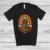 MacnyStore - Personalized Custom Name Nurse Gobble Squad; Proud Thanksgiving Plaid Rainbow Turkey T-Shirt