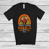 MacnyStore - Personalized Custom Name Postal Worker Gobble; Proud Thanksgiving Plaid Rainbow Turkey T-Shirt
