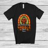 MacnyStore - Personalized Custom Name Principal Gobble Squad; Proud Thanksgiving Plaid Rainbow Turkey T-Shirt