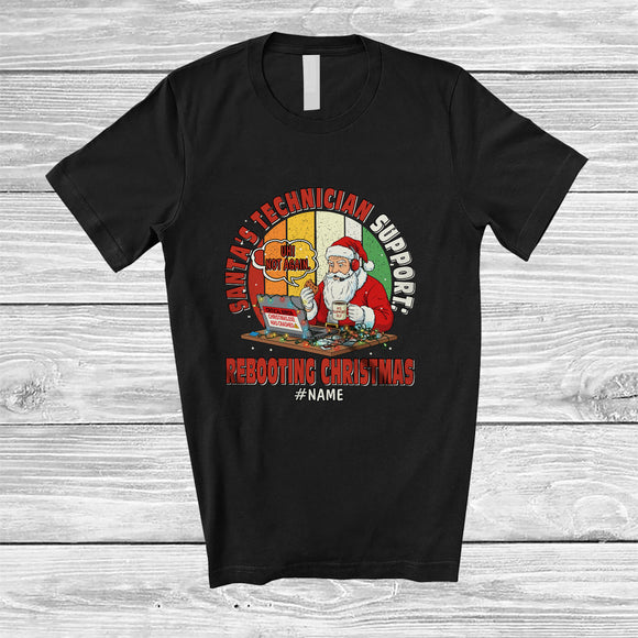 MacnyStore - Personalized Custom Name Retro Santa's Technician Support Rebooting Christmas; Joyful IT Cookie T-Shirt