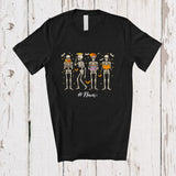 MacnyStore - Personalized Custom Name Four Skeleton Book Nerd; Joyful Halloween Teacher Librarian T-Shirt